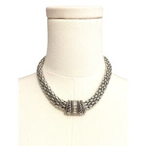 Vintage Silver Gold Tone Magnetic Front Clasp Collar Necklace Statement